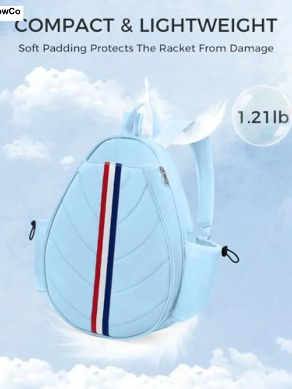 Quilted Tennis Backpack Water Resistant Crossbody Sling for Rackets Pickleball